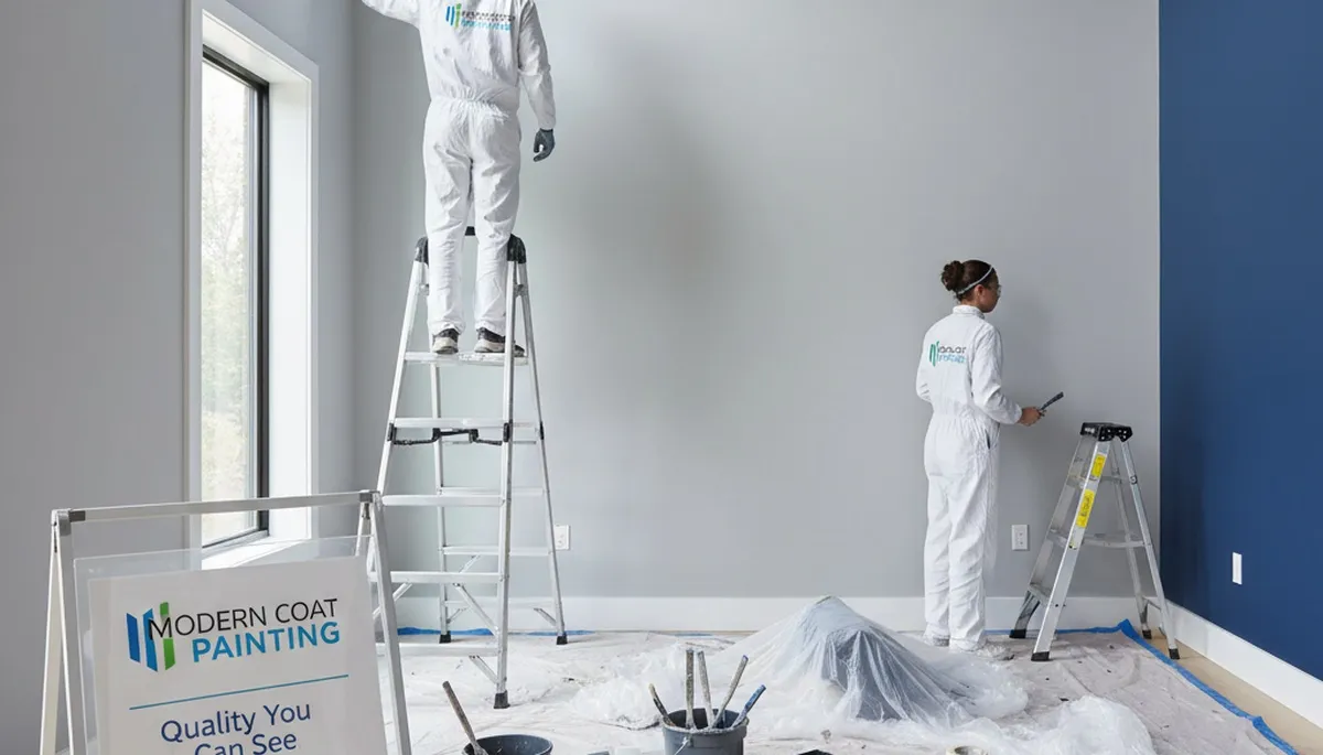 Professional interior house painters working in Ogden, UT, applying fresh wall paint with smooth finish