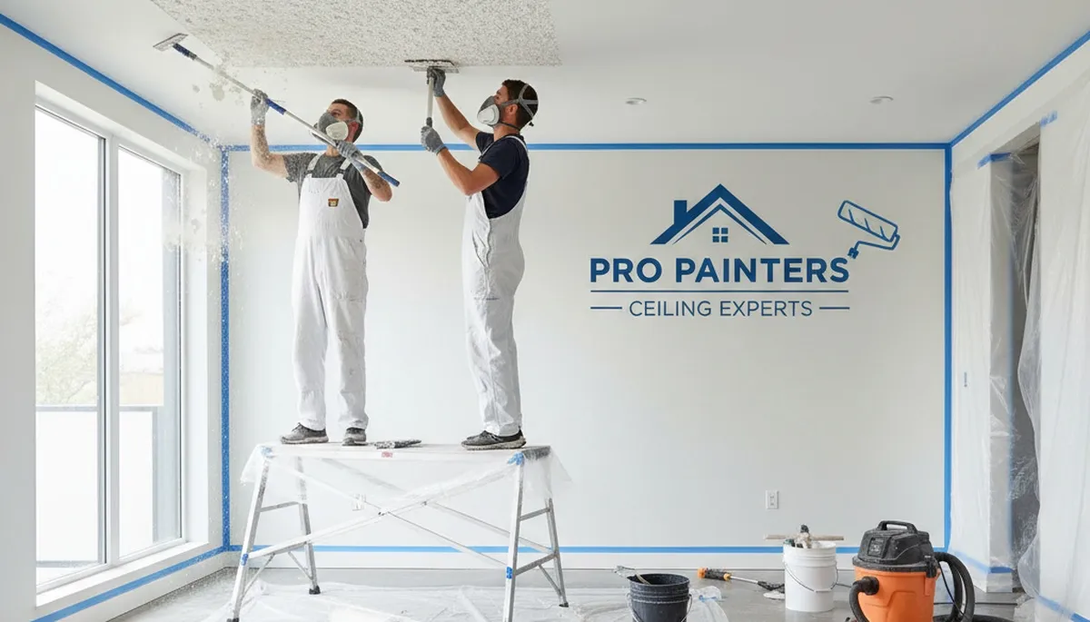 Professional popcorn ceiling removal in Ogden UT home by skilled house painters