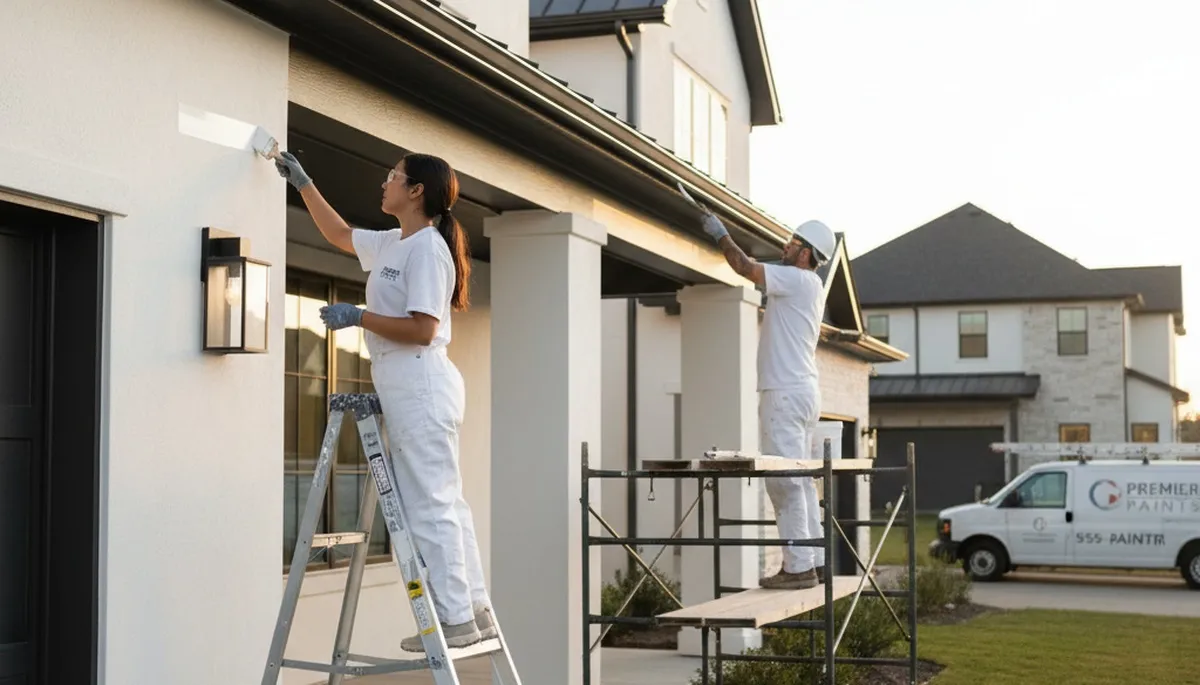 Professional trim and fascia painting on a home exterior in Ogden, UT by local house painters